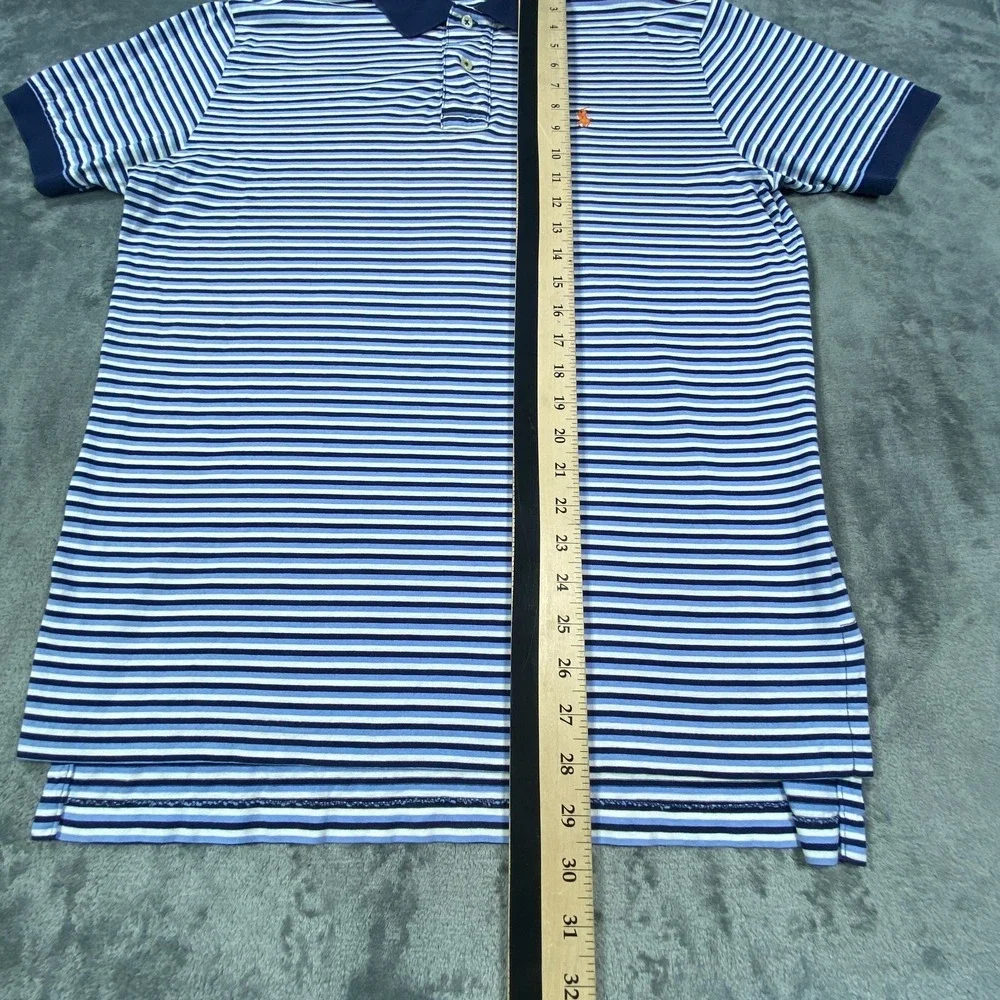 Vintage Polo Ralph Lauren Shirt Men M Blue Stripe Classic Fit Golf Preppy Casual